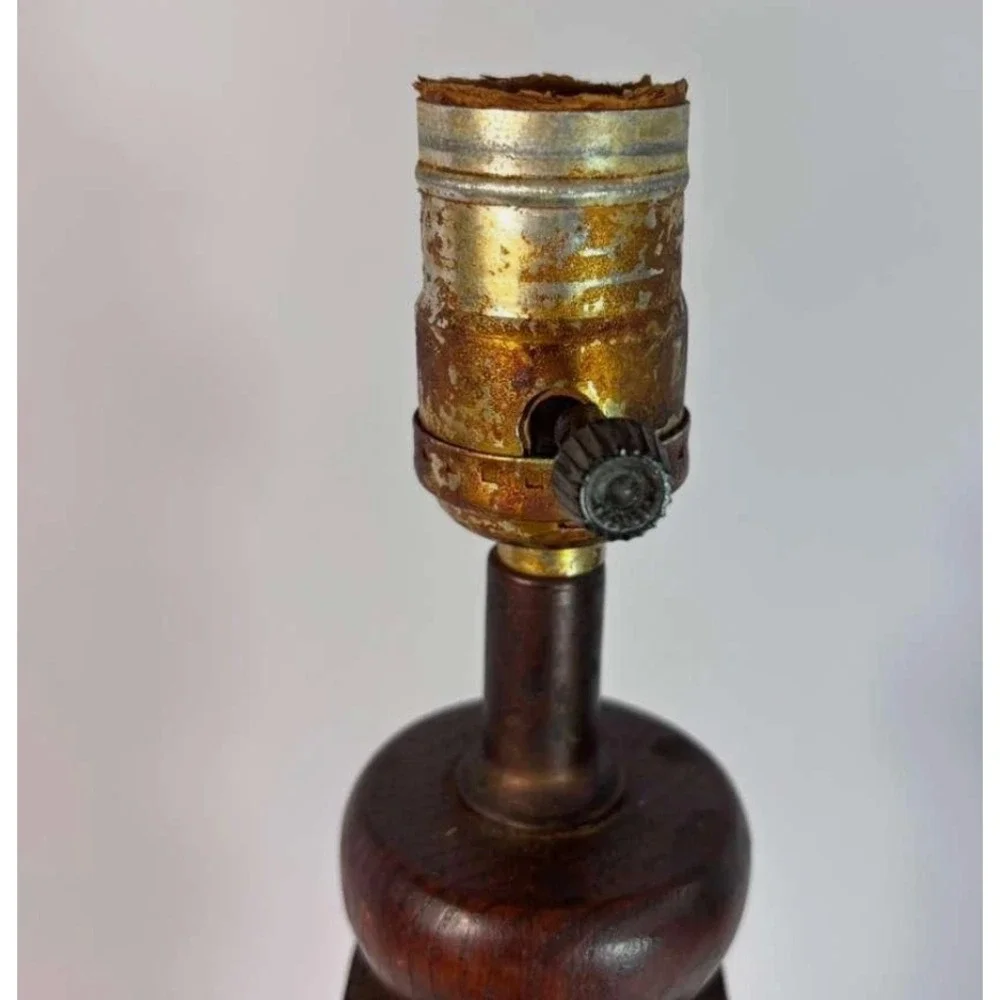Hand-Carved Barley Twist Wood Table Lamp  17